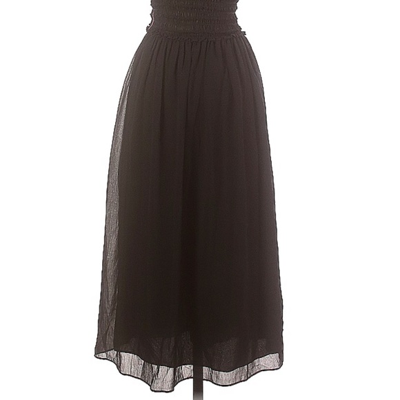 Max Studio Black Sleeveless Ruffle Deep V-Neck Midi Dress size XS - Picture 10 of 12